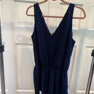 Aqua Navy Blue Romper